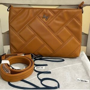 Lug Waltz Satin Luxe Vegan Leather Crossbody in Cappucino 

EUC